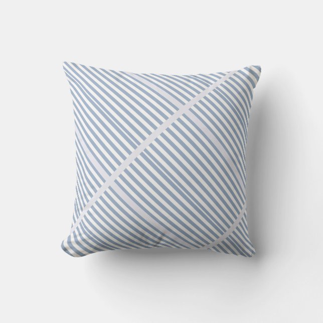 Throw Pillow Blue & White Stripe Kudde (Framsida)