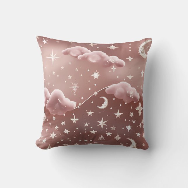 Throw Pillow - Blush Pink Celestial Moon Phases Kudde (Framsida)