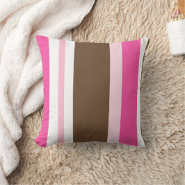 Throw Pillow Brown & Pink Stripe Kudde