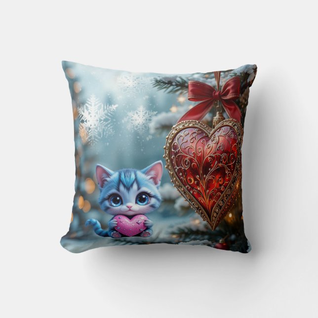 Throw Pillow Christmas cat  Kudde (Framsida)