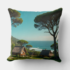 Throw Pillow Coastal Harmony: Homes, Trees & Endle Kudde