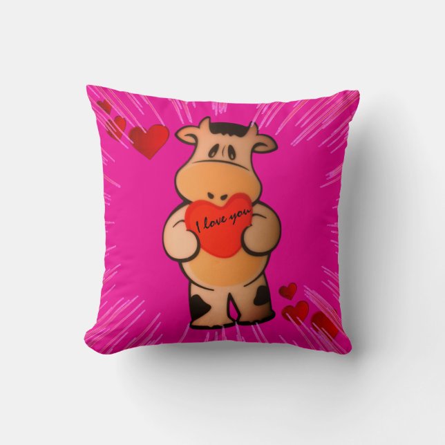 Throw Pillow cow feelings  Kudde (Framsida)