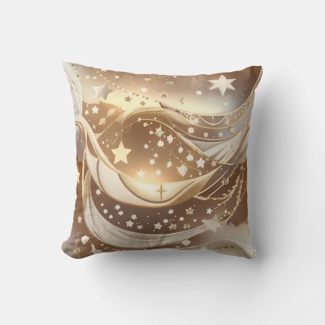 Throw Pillow - Cream Pale Gold Celestial Moon Kudde (Framsida)