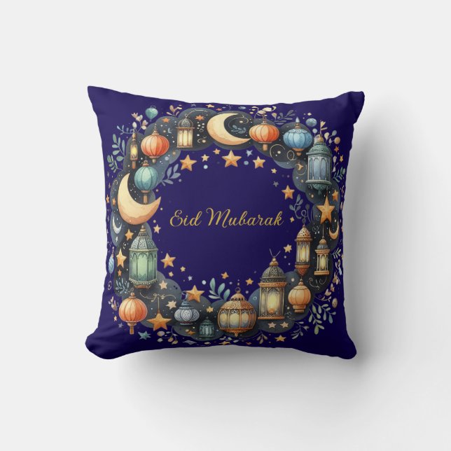 Throw Pillow-Eid Mubarak Wreath Accent Pillow Kudde (Framsida)