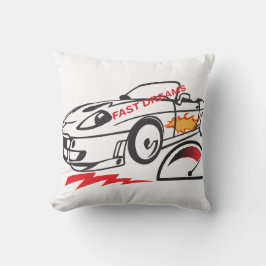 Throw Pillow Fast Dreams –Racing Car Pillow Design Kudde