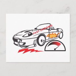 Throw Pillow Fast Dreams –Racing Car Pillow Design Vykort