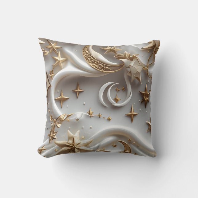 Throw Pillow – Luxury Alabaster White Celestial  Kudde (Framsida)