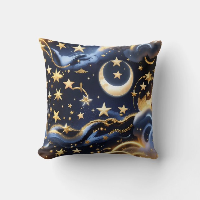 Throw Pillow – Luxury Celestial Moon Phases Kudde (Framsida)
