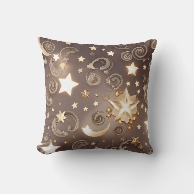 Throw Pillow – Luxury Champagne Gold Celestial Moo Kudde (Framsida)