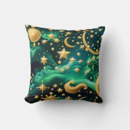 Throw Pillow – Luxury Emerald Celestial Moon Kudde