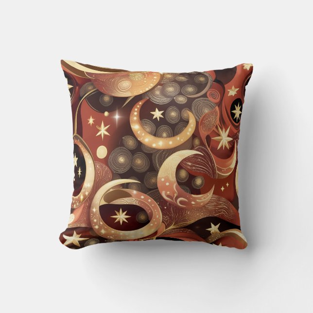 Throw Pillow – Luxury Terracotta Celestial Moon Kudde (Framsida)