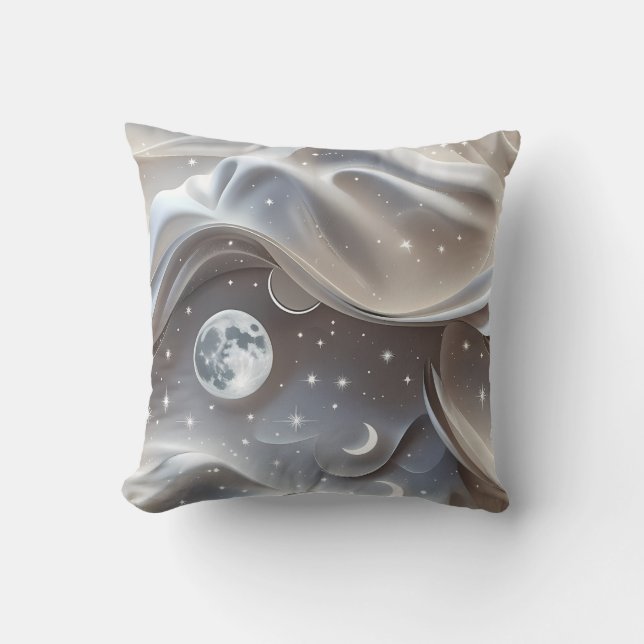 Throw Pillow - Marble White Celestial Moon Kudde (Framsida)