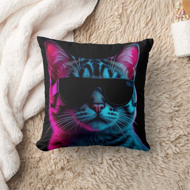 Throw pillow neon cat kudde (Filt)