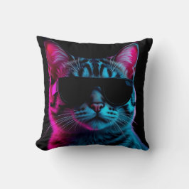 Throw pillow neon cat kudde