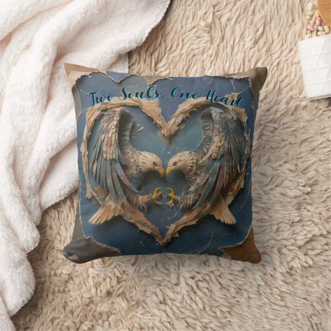 Throw Pillow Paper Cut Eagle Two Souls One Heart Kudde (Filt)