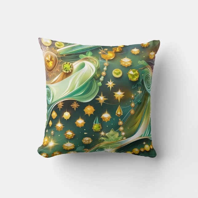 Throw Pillow - Peridot Citrine Celestial Moon Kudde (Framsida)