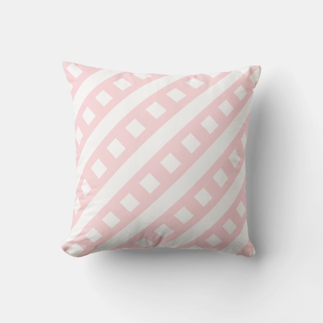 Throw Pillow Pink & White Stripe Square Kudde (Framsida)
