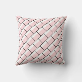 Throw Pillow Pink & White Thin Black Stripe Square Kudde