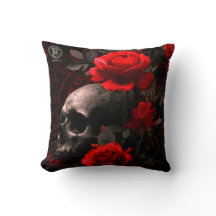 Throw Pillow Rebellion 78 Skull and roses