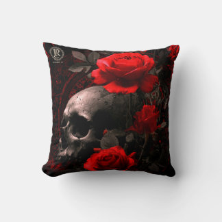 Throw Pillow Rebellion 78 Skull and roses Kudde