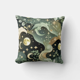 Throw Pillow – Sage Green Celestial Moon Kudde