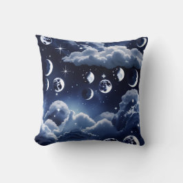 Throw Pillow – Silver Celestial Moon Design Kudde