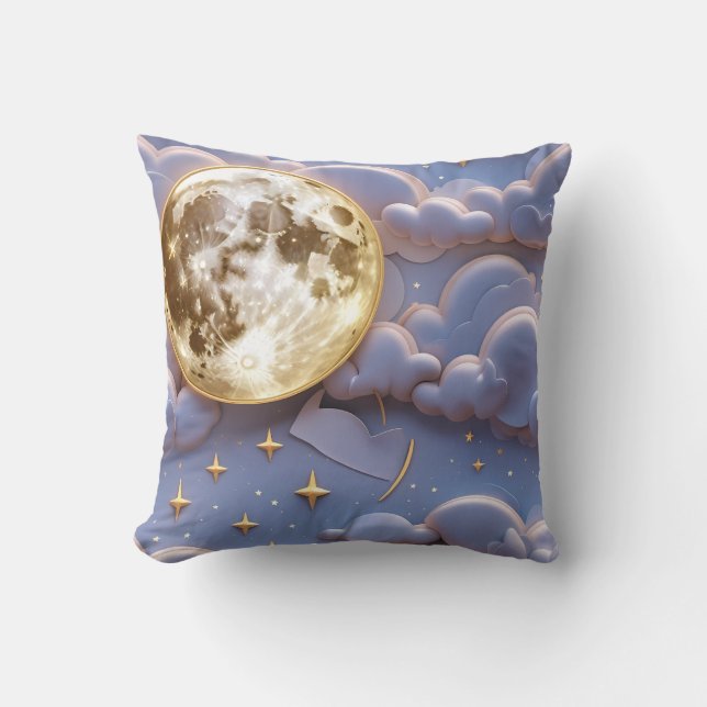Throw Pillow - Soft Gold Pale Blue Lavender Kudde (Framsida)