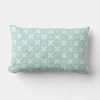 Throw Pillow Teal & Gold Arabesque Decorative Cush Lumbarkudde