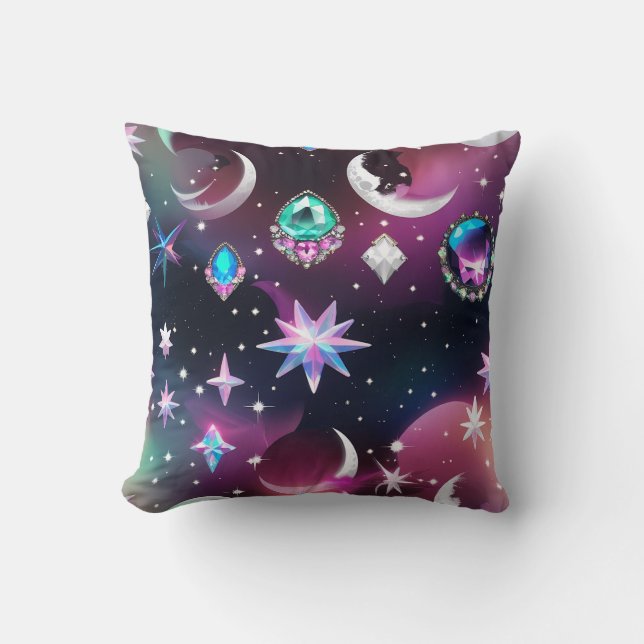 Throw Pillow - Tourmaline Opal Celestial Moon Kudde (Framsida)