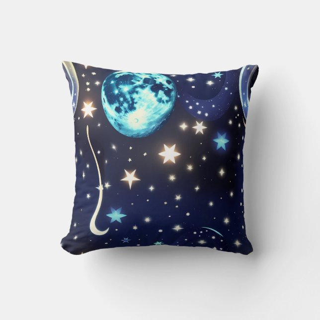Throw Pillow - Velvet Navy Celestial Moon Kudde (Framsida)