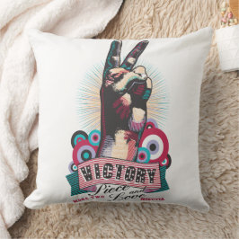 Throw Pillow – Victory Peace & Love Pop-Art Design Kudde