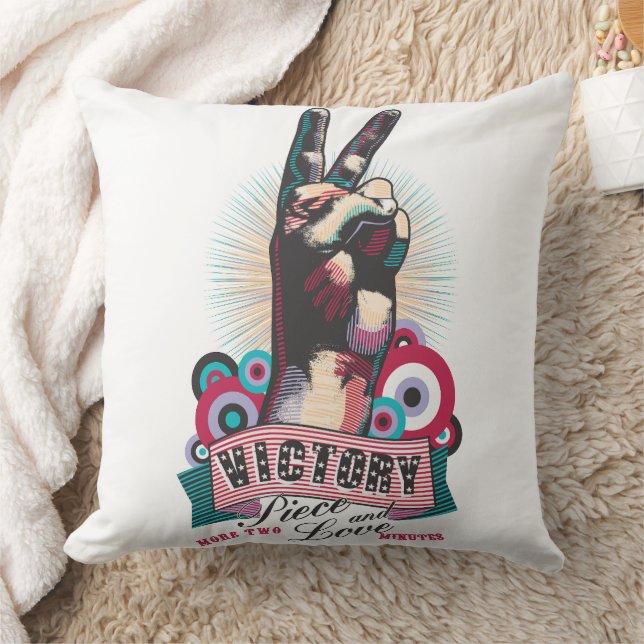 Throw Pillow – Victory Peace & Love Pop-Art Design Kudde (Filt)