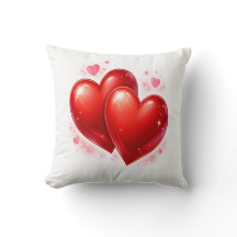 Throw Pillow with hearts, decorative element 