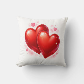 Throw Pillow with hearts, decorative element  Kudde