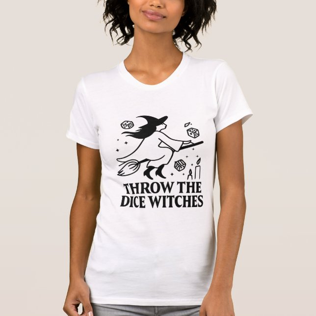 Throw The Dice Witches Halloween Spooky Gamer T Shirt (Framsida)