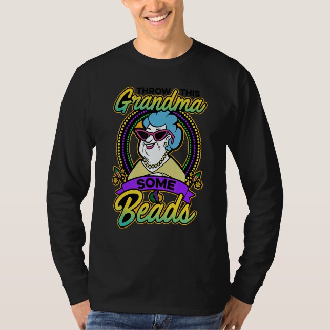 Throw This Grandma Some Beads Beadwork Hand Stitch T Shirt (Framsida)