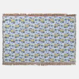 Throw Whimsical Bird & Bluebär Blue Gult Filt