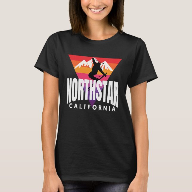 Throwback Northstar Skier Northstar California Vin T Shirt (Framsida)