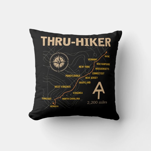 Thruh Hiker Appalachian Trail Hiking Kudde (Framsida)