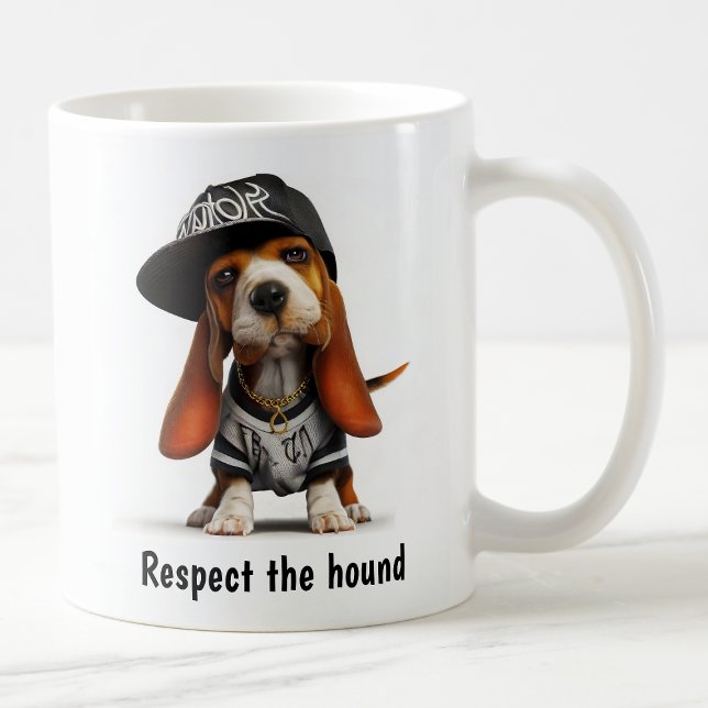 Thug Life Basset Hound Kaffemugg (Skapare uppladdad)