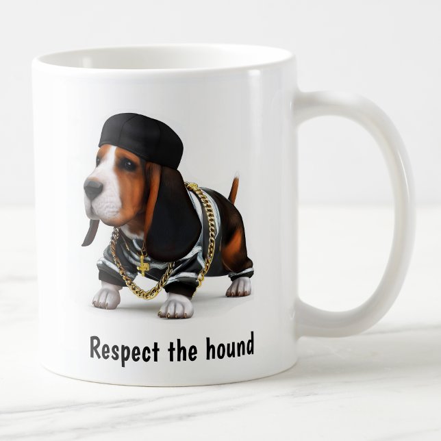 Thug Life Basset Hound Kaffemugg (Skapare uppladdad)