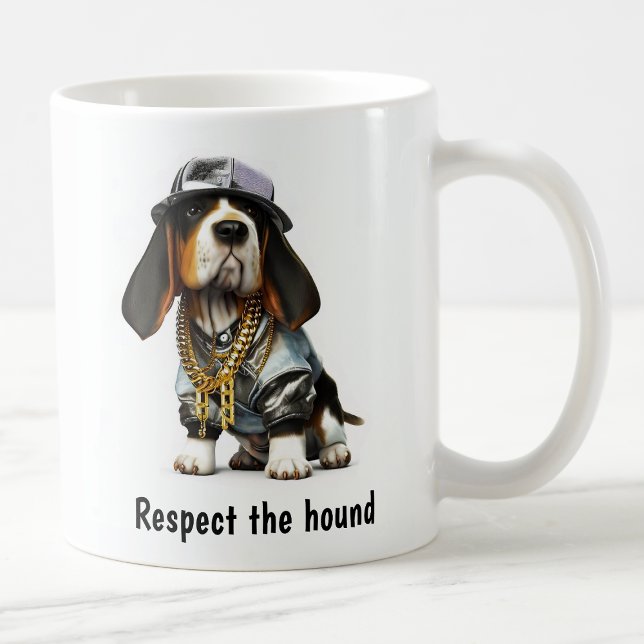 Thug Life Basset Hound Kaffemugg (Skapare uppladdad)