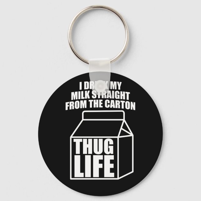 Thug Life Mjölk Carton (mörk) Nyckelring (Framsida)