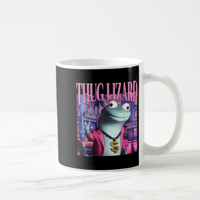 Thug Lizard Funny Weirdcore Animal Lizard L Kaffemugg (Höger)