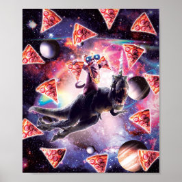Thug Space-katt på Dinosaur Unicorn - Pizza Poster