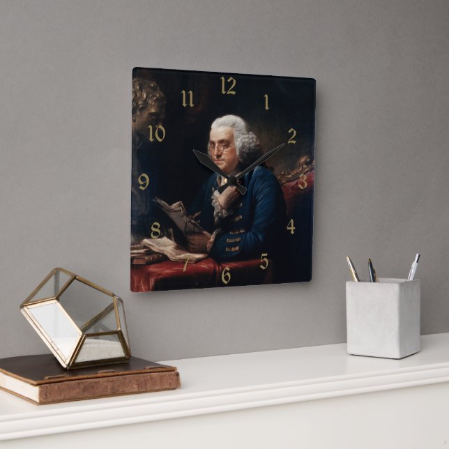 Thumb Porträtt, Benjamin Franklin, grundande Far Fyrkantig Klocka (Kontor)