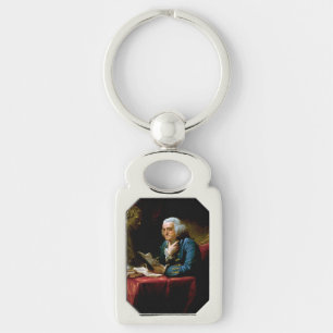 Thumb Porträtt, Benjamin Franklin, grundande Far Rektangulärt Silverfärgad Nyckelring
