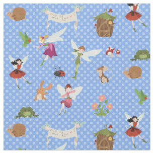Thumbelina-Älvor Blå Änglar-polka dots Tyg