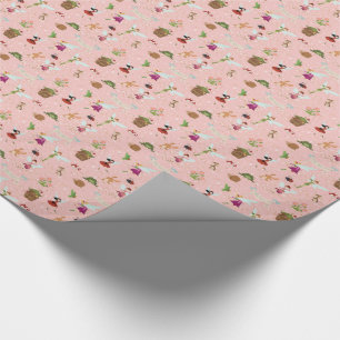 Thumbelina-Älvor Flower Änglar rosa/guld glitter Presentpapper