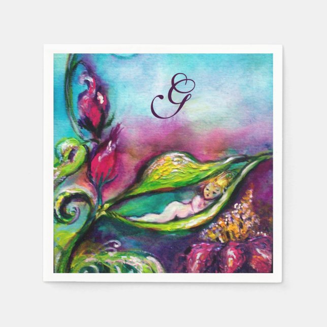 THUMBELINA BABY SHOWER MONOGRAM PAPPERSSERVETT (Framsidan)